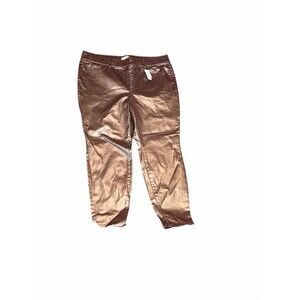 Lane Bryant Metallic Bronze Skinny Jeans Size 22 Plus Coated Stretch Mid Rise